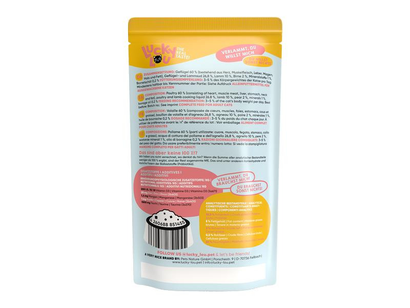 Lucky Lou Nassfutter Lifestage Adult Geflügel &amp; Lamm, 125 g