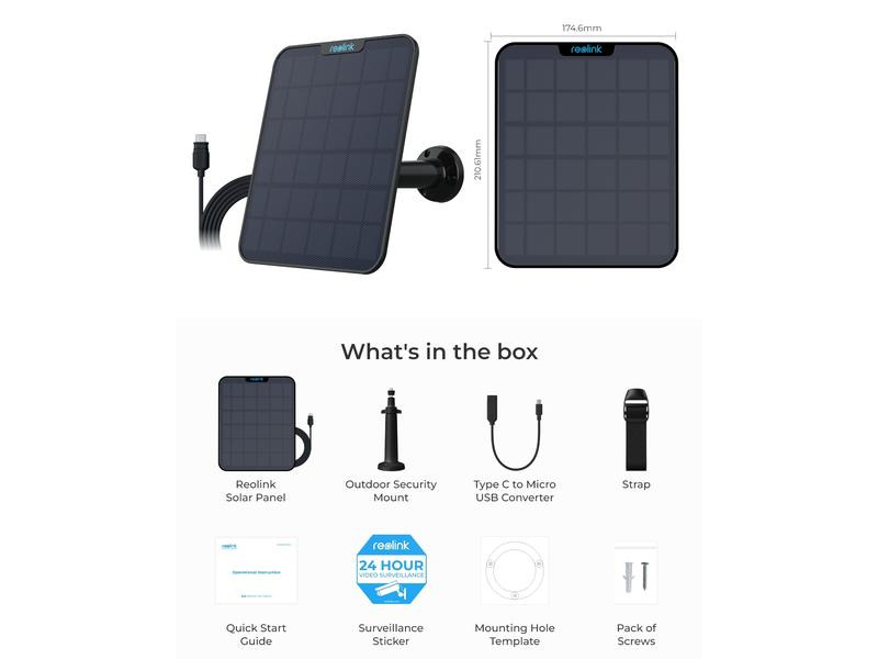 Reolink Solarpanel 2 mit USB-C Anschluss