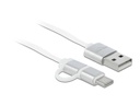 Delock USB-2.0-Kabel USB-A - USB-C/MicroB Autorollfunktion, silber