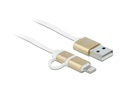 Delock USB-2.0-Kabel USB-A -Lightning/MicroB Autorollfunktion, gold
