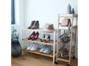 Zeller Present Schuhregal mit 3 Ablagen 70 x 54 cm, Nature/Weiss
