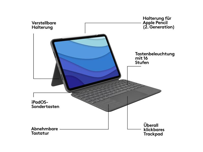 Logitech Tablet Tastatur Cover Combo Touch iPad Pro 11 1.-3. Gen