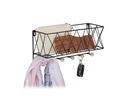 relaxdays Wandregal mit Korb 36 x 17 cm, Schwarz