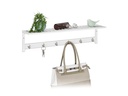 relaxdays Garderobenleiste mit Ablage 6 Haken, Weiss