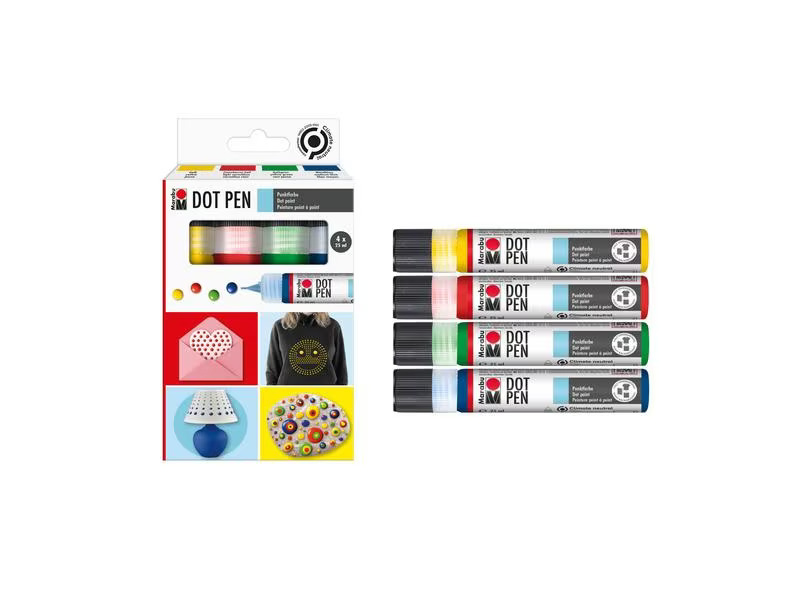 Marabu Perlentropfenfarbe Dot Pen Set, 25 ml, 4 Stk
