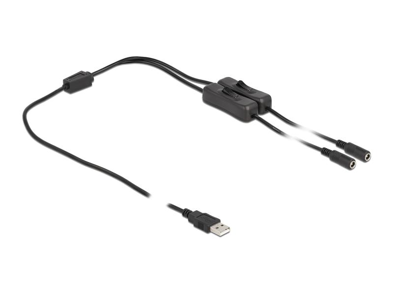 Delock USB-Kabel USB-AStecker zu 2x DC 5.5 x 2.1 mm 1 m