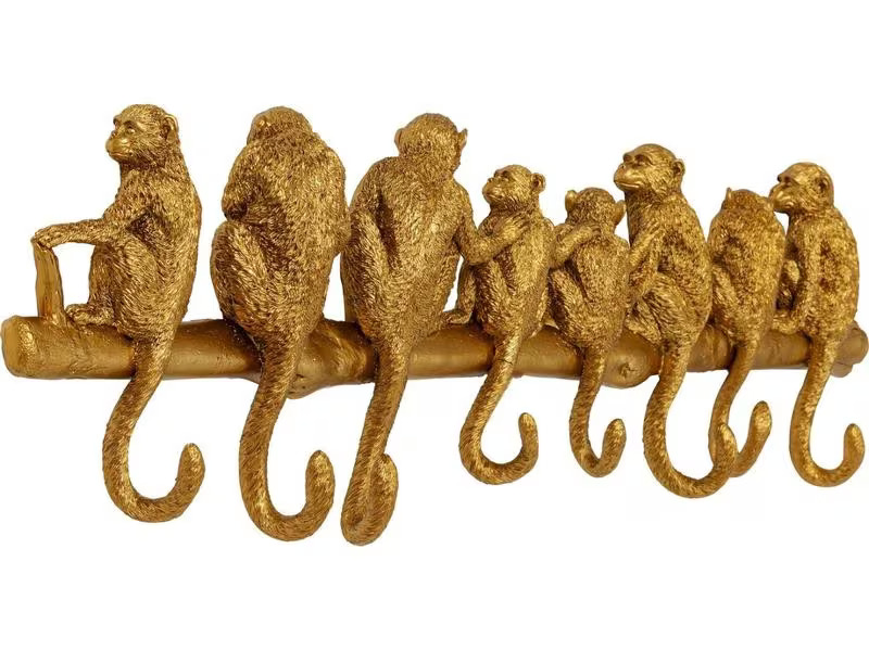 Kare Garderobenleiste Monkey 8 Haken, Gold