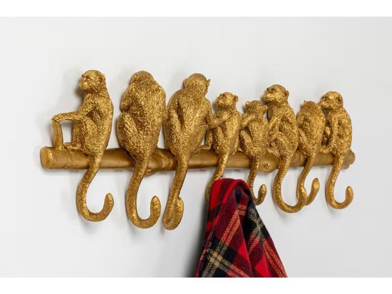 Kare Garderobenleiste Monkey 8 Haken, Gold