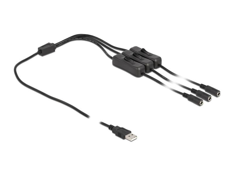 Delock USB-Kabel USB-AStecker zu 3x DC 5.5 x 2.1 mm 1 m