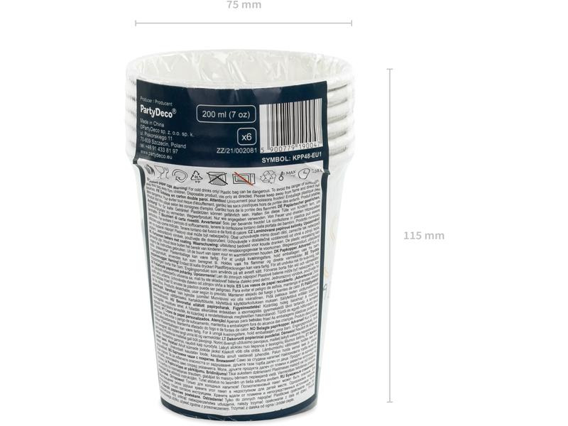 Partydeco Einwegbecher Kosmos 200 ml, 6 Stück, Mehrfarbig