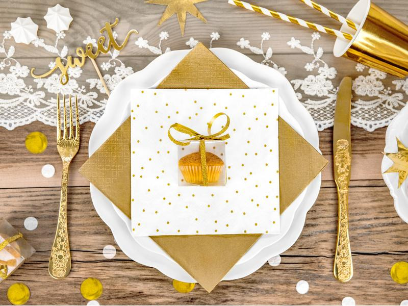 Partydeco Papierservietten Punkte 33 cm x 33 cm, 20 Stück, Weiss