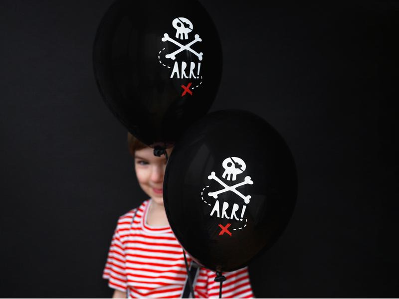 Partydeco Luftballon Piraten 30 cm, 6 Stück, Schwarz