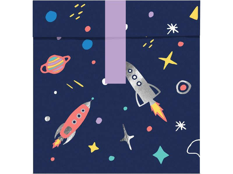 Partydeco Geschenktüte Kosmos 6 Stück, Blau