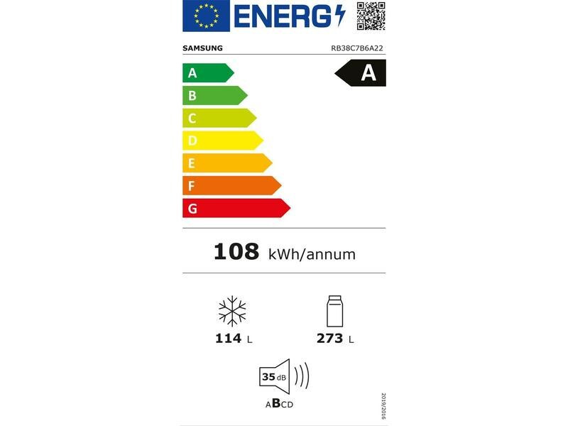 Samsung Kühl-Gefrierkombination RB38C7B6A22/WS Rechts, Wechselbar