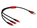 Delock USB-Ladekabel 3-in-1, Lightning, Micro-B,Type-C, 30cm