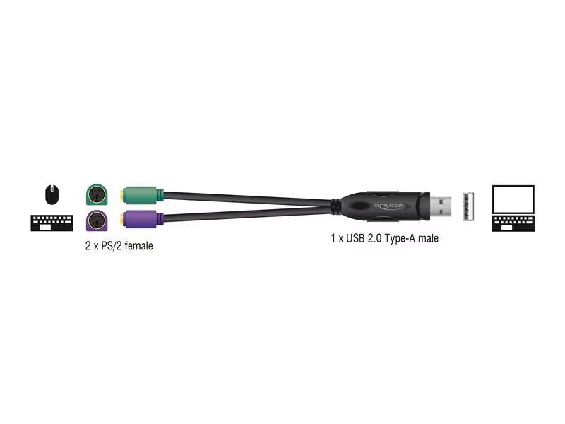 Delock USB-Adapter USB-A Stecker - PS/2