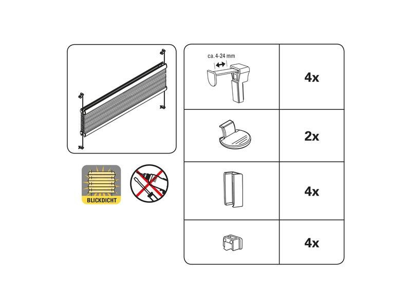Gardinia Plissée Easyfix Maja 50 x 130 cm, Weiss
