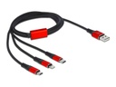 Delock USB-Ladekabel USB-A zu Lightning, 2x USB-C 1 m