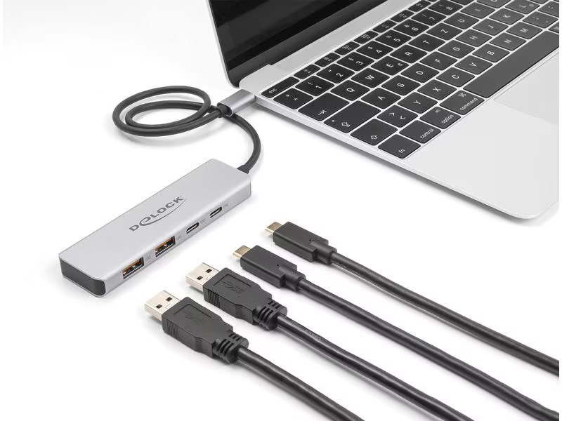 Delock USB-Hub 10 Gbps 2 x USB Typ-A und 2 x USB Type-C