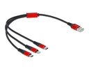 Delock USB-Ladekabel USB-A zu Lightning, 2x USB-C 30 cm