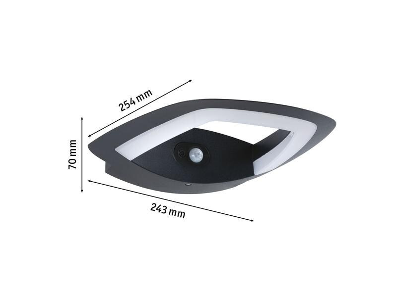 Paulmann Wandleuchte LED Akena Bewegungsmelder, 2200K, Anthrazit,