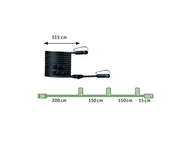 Paulmann Verlängerungskabel Plug &amp; Shine IP68, 5m, Schwarz