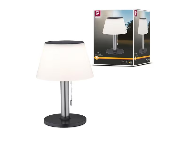 Paulmann Tischleuchte Solar Outdoor Lillesol, 3000K, Edelstahl