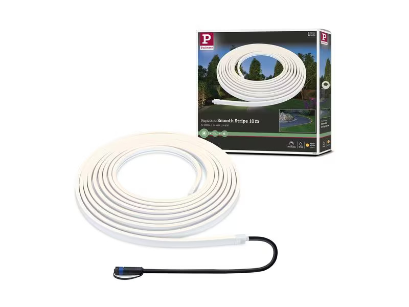 Paulmann LED-Stripe Plug &amp; Shine Smooth, 3000K, 10m, Weiss