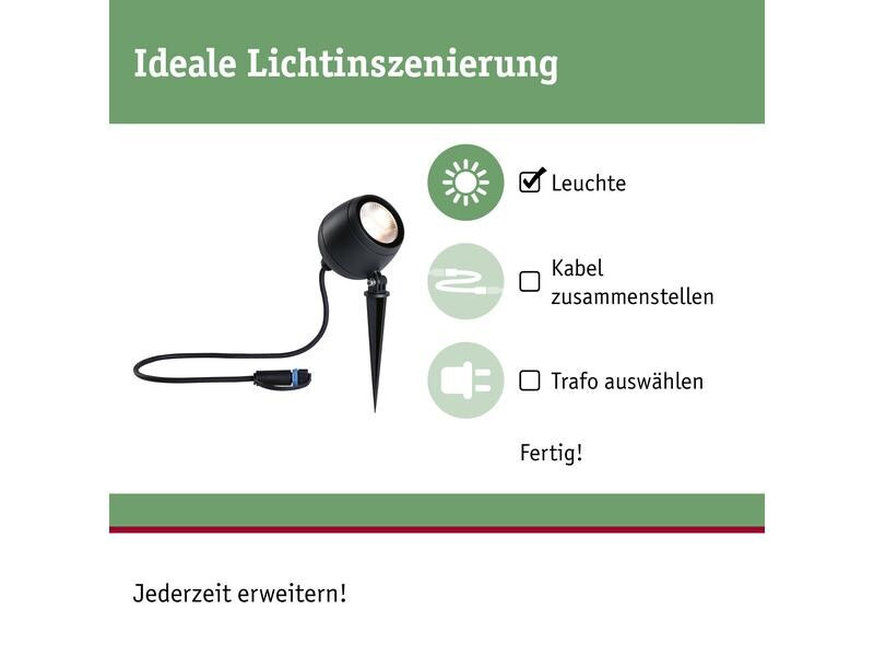 Paulmann Gartenspot Plug &amp; Shine Kikolo, 60°, 3000K, 7.2W, Anthrazit
