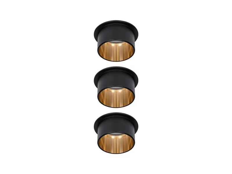 Paulmann Einbauspot LED Gil Coin Set, 3 x 6W, 2700K, Schwarz/Gold