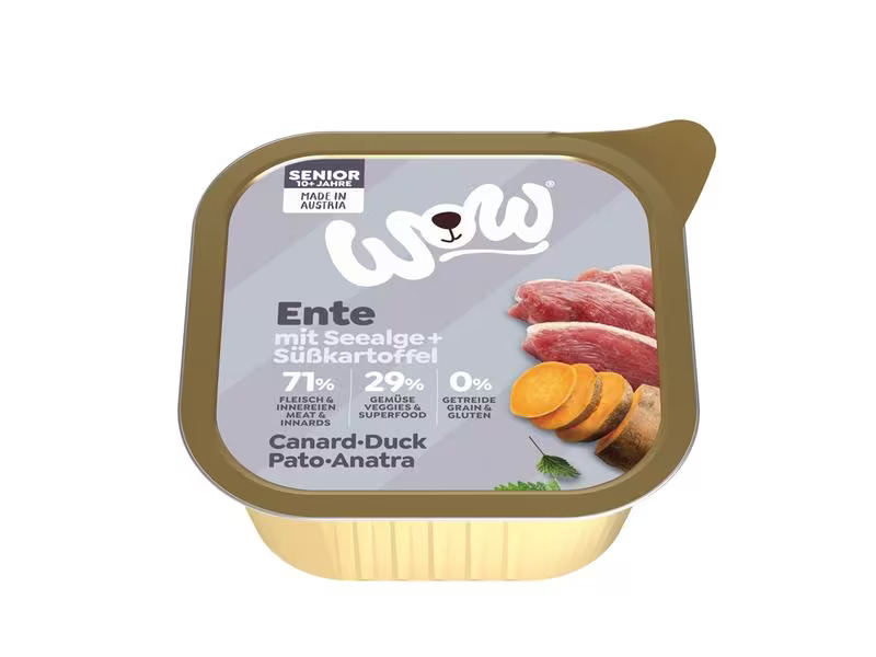 WOW Nassfutter Senior Ente Schale, 11 x 150 g