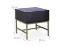 relaxdays Nachttisch mit 1 Schublade 50 x 50 cm, Gold/Schwarz