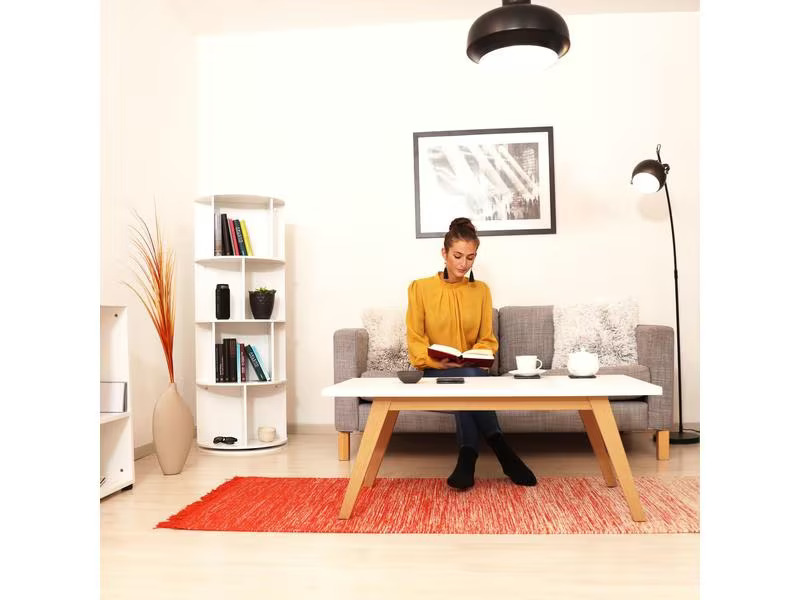 relaxdays Drehbares Bücherregal 138 x 50 cm, Weiss