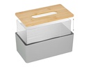 relaxdays Kosmetiktuchbox mit Bambusdeckel Grau/Nature