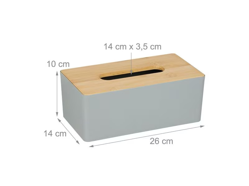 relaxdays Kosmetiktuchbox mit Bambusdeckel Grau/Nature