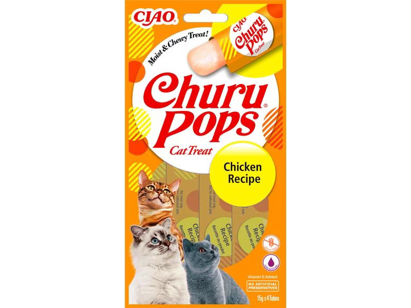 CIAO Churu Katzen-Snack Pops Huhn, 4 x 15 g