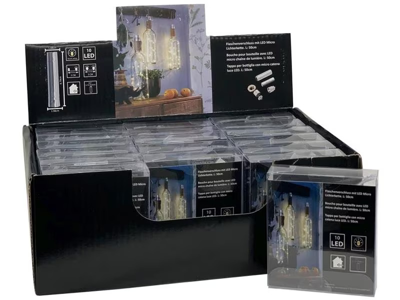 Dameco LED Lichterkette Angel Hair Flaschenverschluss 0.5 m, Silber