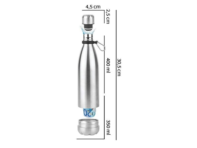 KH Security Isolierflasche Hidden Safe, Chrom