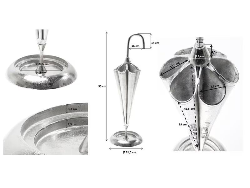 Kare Schirmständer Umbrella 100 cm, Silber