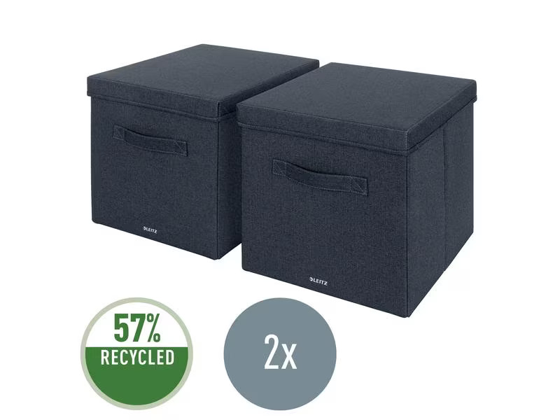 Leitz Faltbox Fabric Dunkelgrau/Grau, 2er Pack