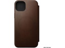 Nomad Book Cover Modern Leather Folio iPhone 15 Plus Braun