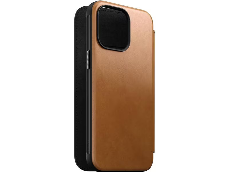 Nomad Book Cover Modern Leather Folio iPhone 15 Pro Max Beige