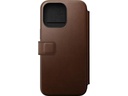 Nomad Book Cover Modern Leather Folio iPhone 15 Pro Max Braun
