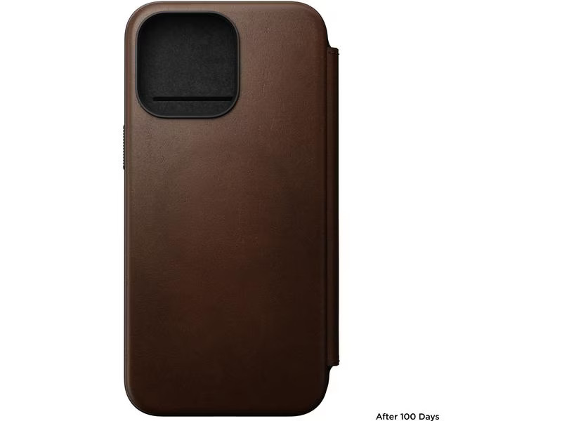 Nomad Book Cover Modern Leather Folio iPhone 15 Pro Max Braun