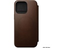 Nomad Book Cover Modern Leather Folio iPhone 15 Pro Max Braun
