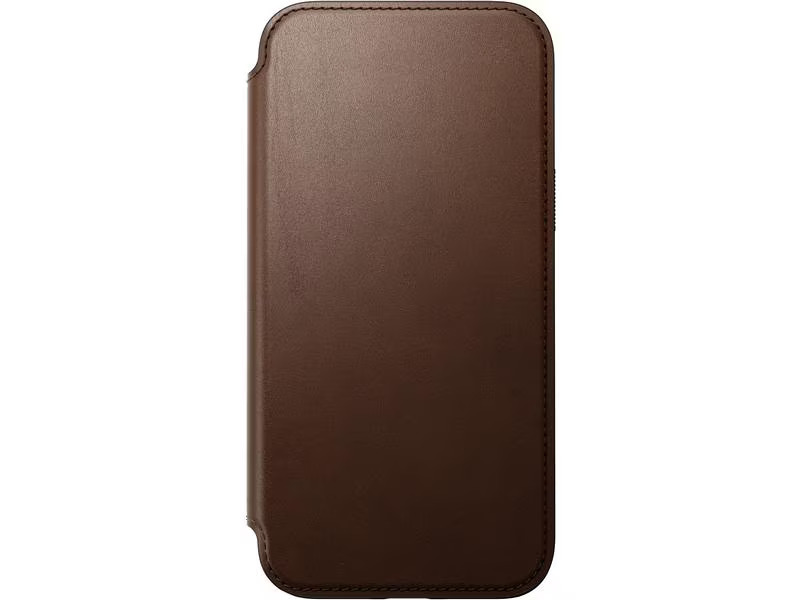 Nomad Book Cover Modern Leather Folio iPhone 15 Pro Max Braun