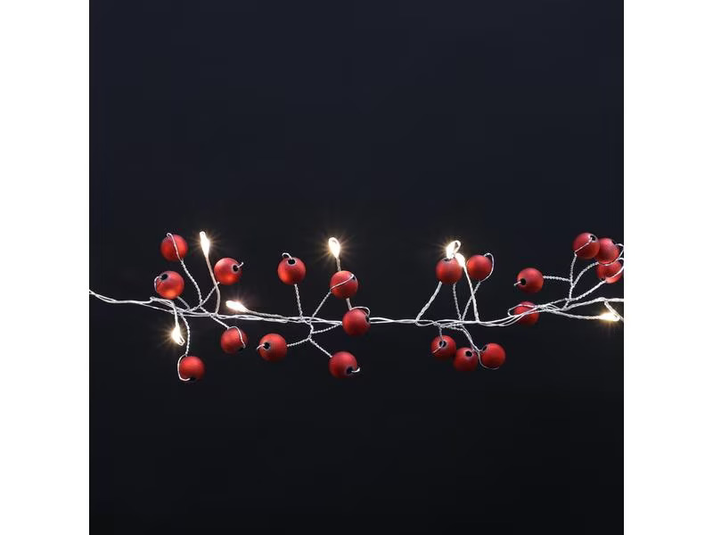 Dameco LED-Lichterkette mit roten Kügelchen, 72 Lampen, 1.8 m