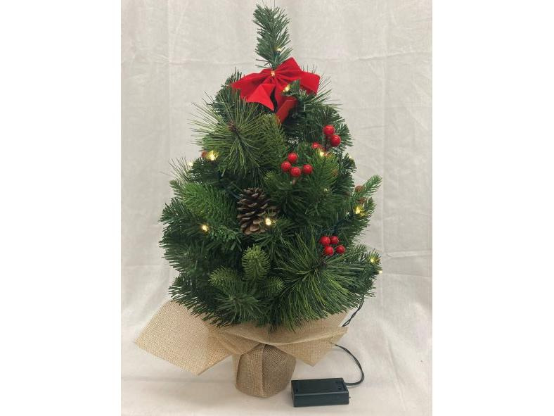 Dameco Weihnachtsbaum mit Jute-Topf, 15 LEDs, 50 cm, Grün