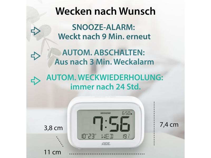 ADE Digitalwecker mit Temperaturanzeige