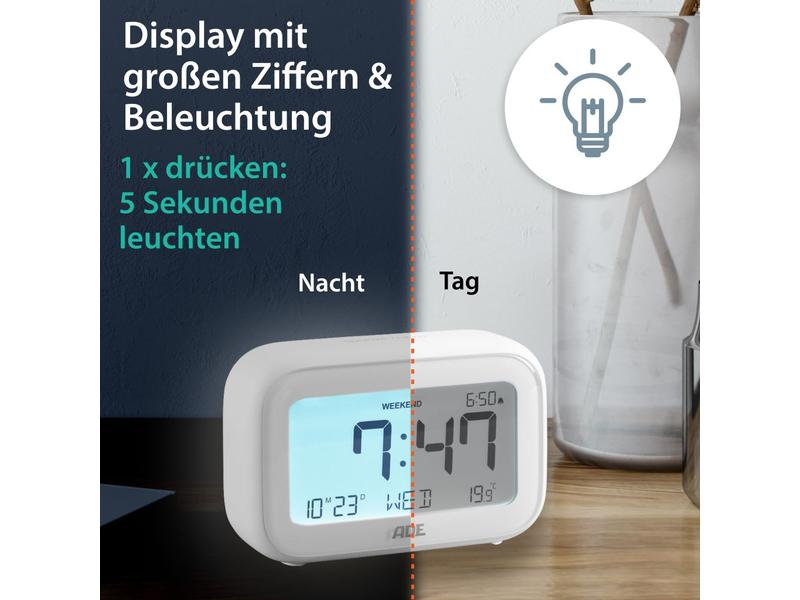 ADE Digitalwecker mit Temperaturanzeige
